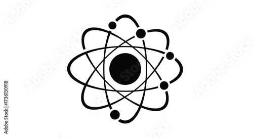 Atom model with electrons orbiting nucleus, vector