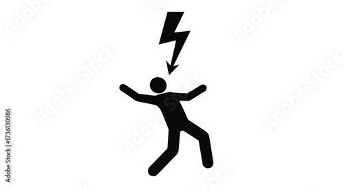 Stick figure being struck by lightning