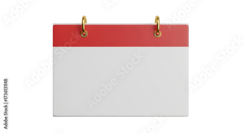 Foto Isolated calendar icon with golden binder rings and red title header page block