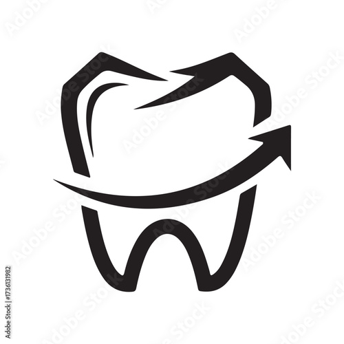 Tooth dental logo design on white background