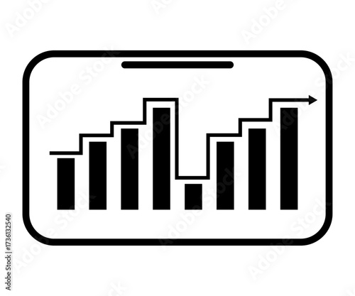 Bar Chart Icon with Trend Line, Data Analysis, Statistics, Business, Growth, Presentation