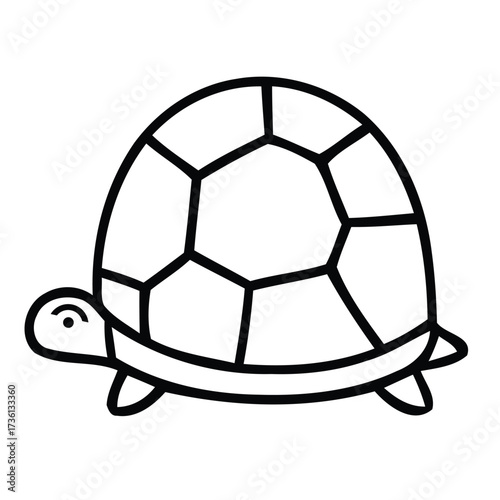 Simple Outline Drawing of a Cartoon Turtle. With a turtle, tortoise, reptile, animal, cute, cartoon, vector illustration. 