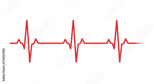 Isolated red heartbeat pulse rhythm signal line graphic illustration for medical use