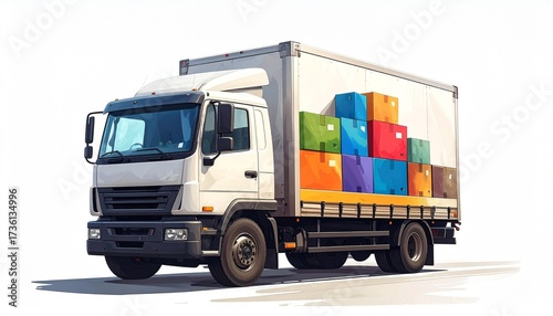 truck on the white 
