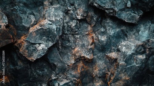 Dark rock wall surface showing natural texture