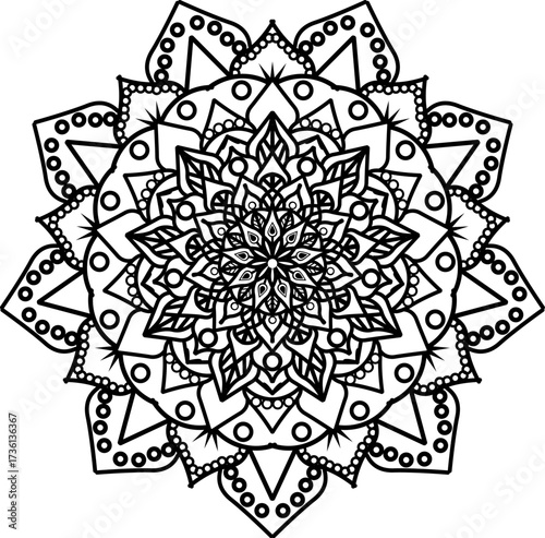 Mandala. Vintage Round Ornament Pattern. Stylized Ornamental Flower. Decorative element for any kind of design. Coloring book.