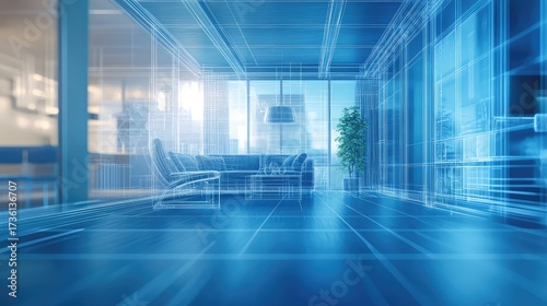 Wallpaper Mural Interior living room architecture blueprint virtual design Torontodigital.ca