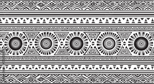 Intricate aztec pattern isolated on white background showcases a mesmerizing array of geometric shapes and symbols, creating a visually stunning design