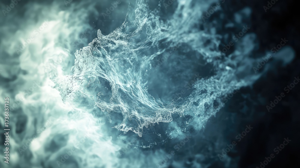 Fototapeta premium Water swirling and splashing, creating abstract vortex pattern