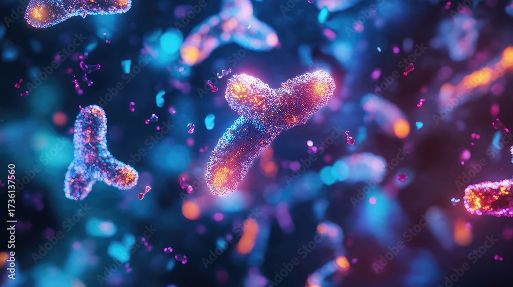 Naklejka premium Antibodies defending body against pathogens in immune system