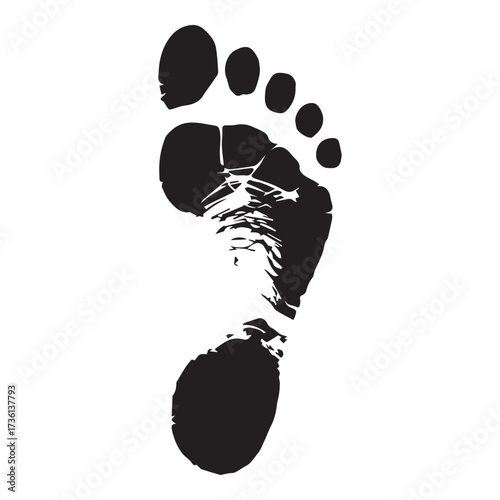 Black footprint silhouette on white background sole