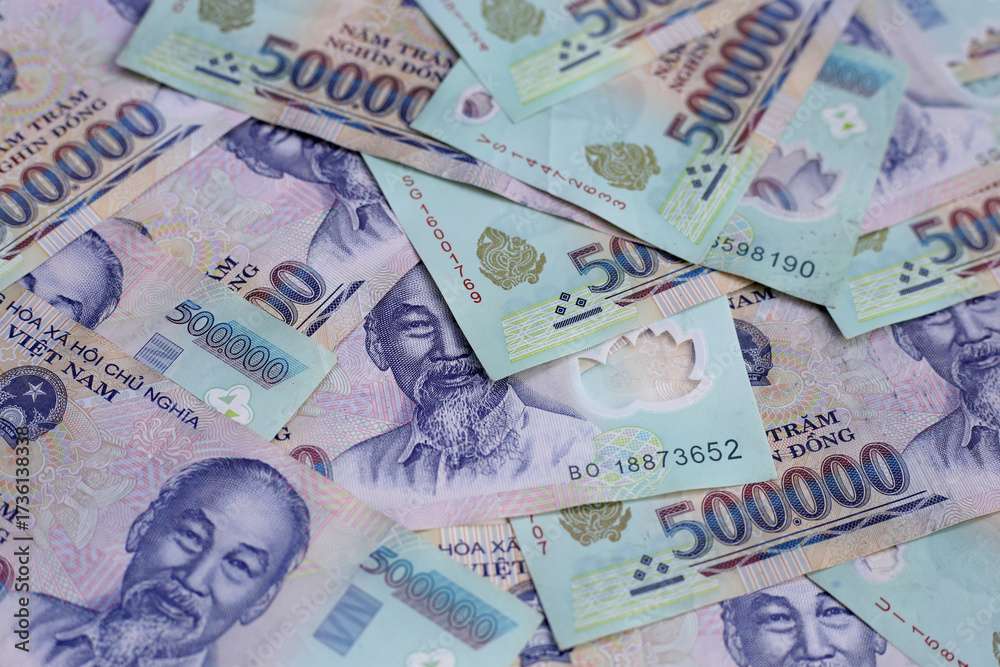 Obraz premium Five hundred thousand dong banknotes