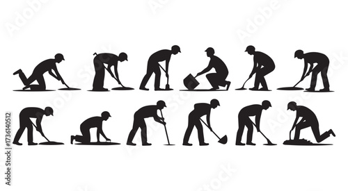 Construction Workers Silhouettes Set (410