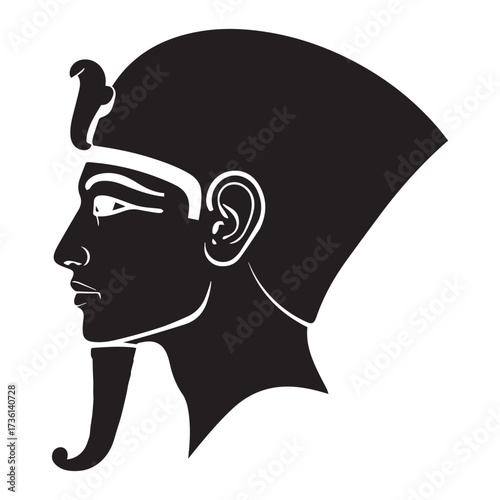 Egyptian pharaoh profile silhouette on white background Keywords: pharaoh, egypt, egyptian, king