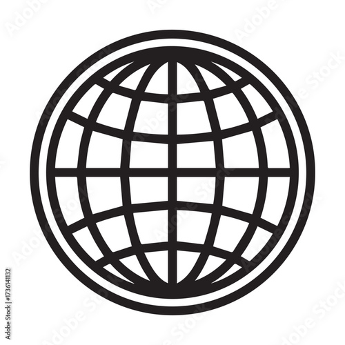 Globe Icon with Grid Lines world earth