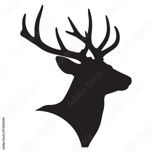 Majestic Stag Head Silhouette with Antlers (524
