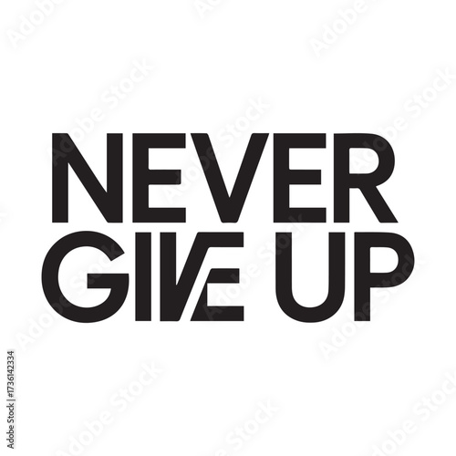 Never Give Up Bold Block Text lettering typography