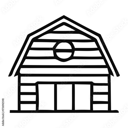Barn Outline Icon on White Background building farm, vector illustration.