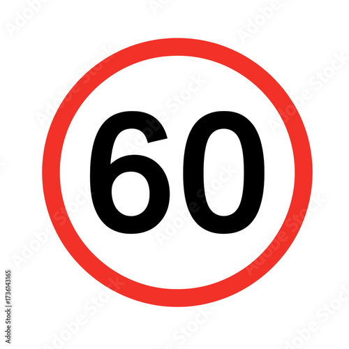 Speed Limit 60 Road Sign Vector