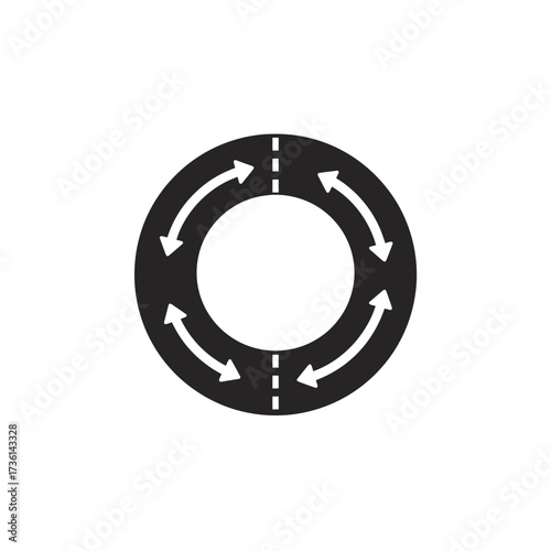 Roundabout Road Sign with Direction Arrows