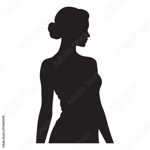 Silhouette of a woman with hair in a bun female profile