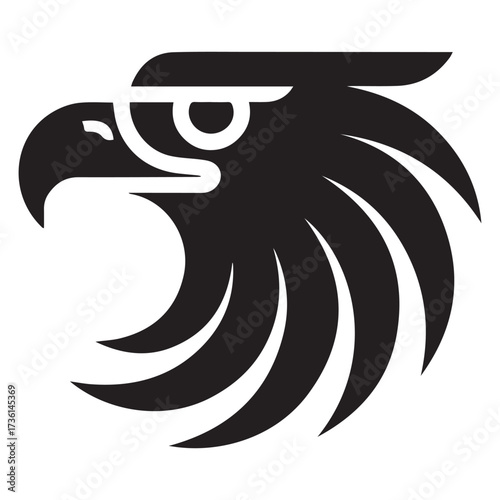 Stylized black silhouette of an eagle's head bird raptor