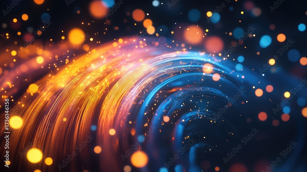 Fototapeta premium Abstract fiber optics lines flowing data stream