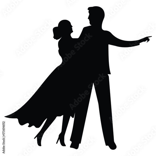 Silhouette of a couple dancing. Dancing couple icon vector. Girl and boy are dancing vector illustration.