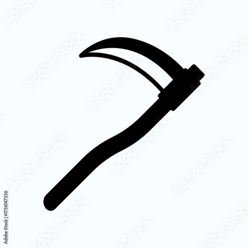 Silhouette Of A Curved Sickle Tool For Farming And Harvest In Minimalist Style