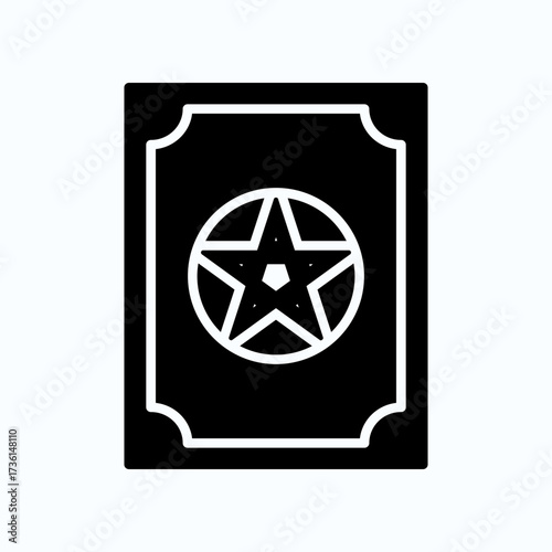 Black Certificate Card With White Star Seal Icon For Award Loyalty Or Security Branding Design