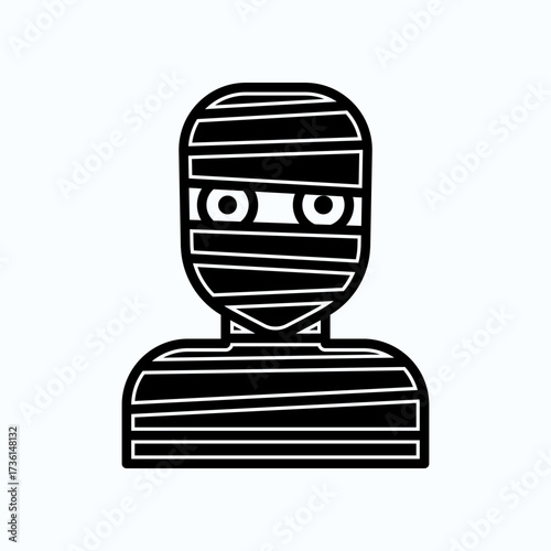 Mummy Icon Bust Wrapped in Bandages, Ancient Statue Style for Halloween and Horror Creative Use