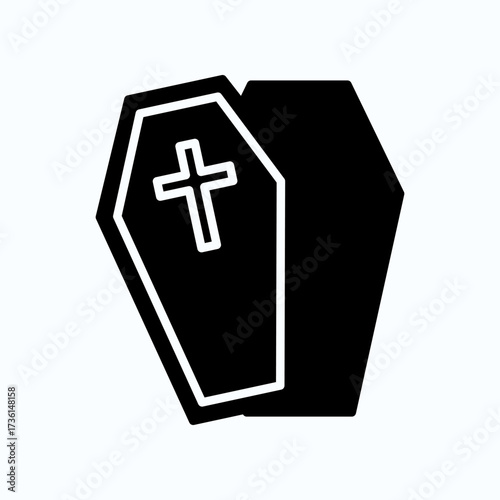 Two Overlapping Coffins With Cross Symbol, Black Funeral Theme For Memorial And Tribute Purposes