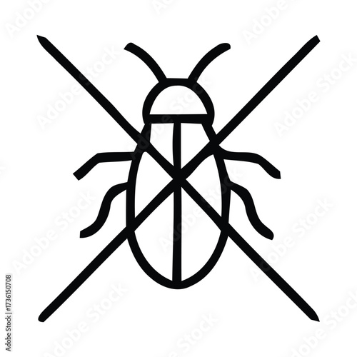 Insect pest prohibition symbol with crossed lines on white background crossed, out, vector illustration.