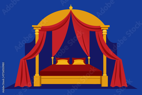 Illustration of a luxurious four poster canopy bed