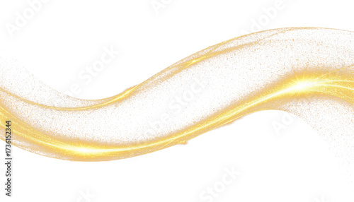 Sparkling golden particle stream in wave shape PNG file for multi-purpose projects.