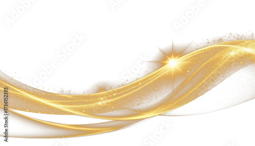 Sparkling golden particle stream in wave shape PNG file for multi-purpose projects.