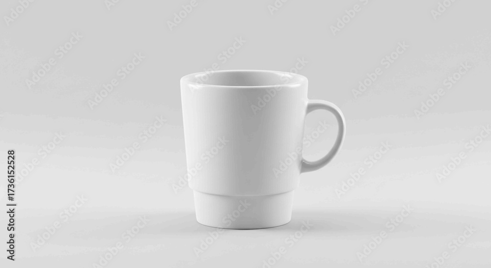 Fototapeta premium Simple White Ceramic Stackable Coffee Mug with Handle for Hot Drinks