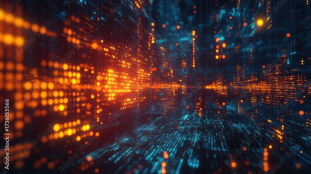 Fototapeta premium Digital information flow across a futuristic cyber network