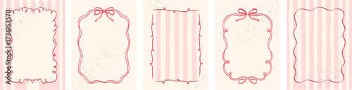 Whimsical Red Bow Frames and Striped Backgrounds Collection