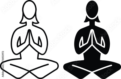 Outline And Silhouette Of A Person Meditating With Praying Hands meditation yoga
