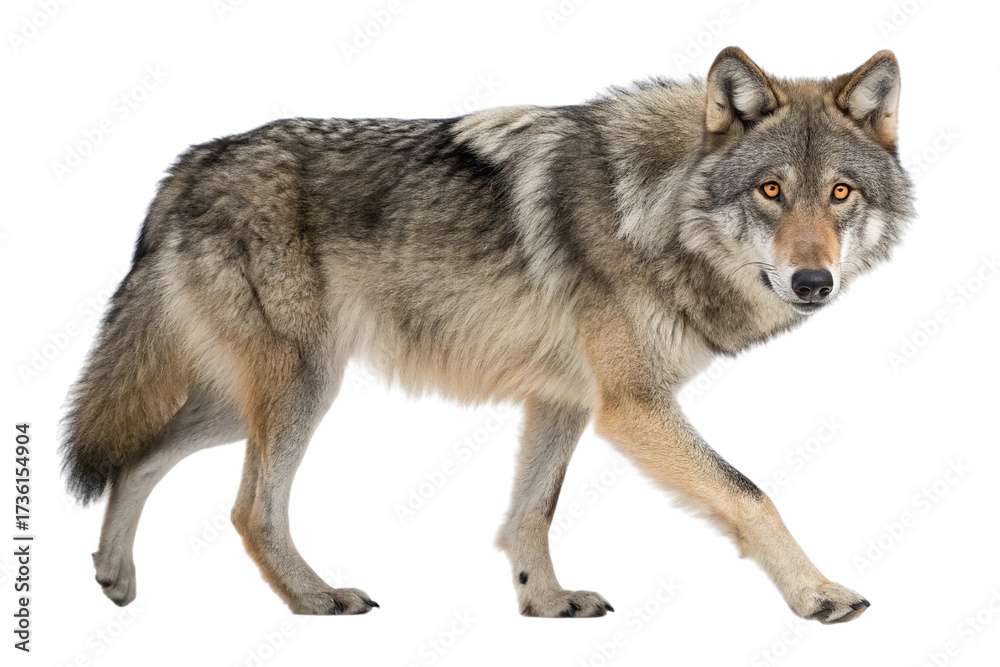 Fototapeta premium Wolf Walking Wild Animal Predator Gray Fur