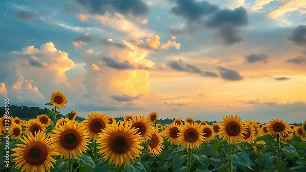 Obraz premium sunflower field with blue sky