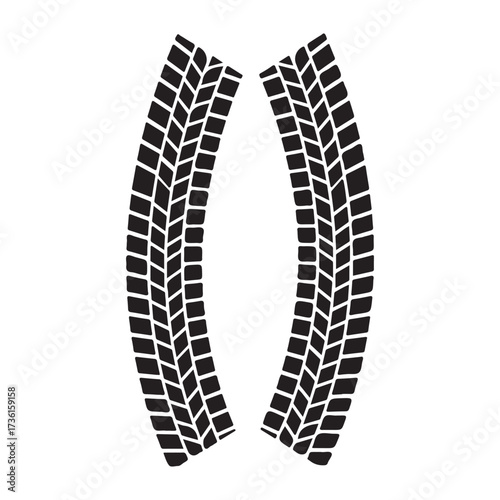 Tire tracks on white background.