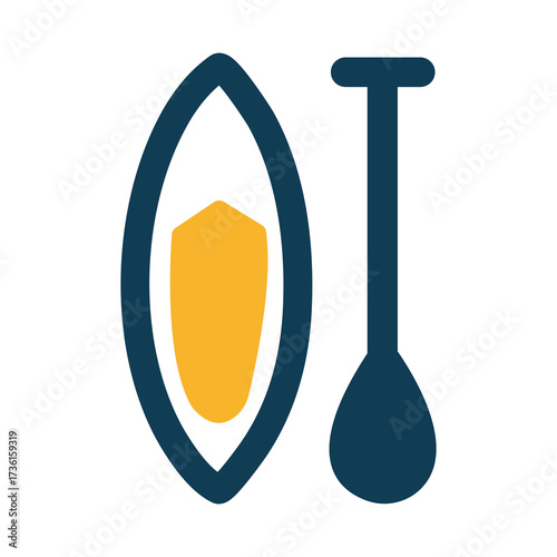Sup surfboard and paddle shows a great water sport activity on white background