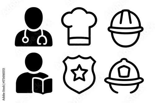 Vector Illustration of Professions Icons