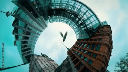 Wallpaper Mural Urban Architecture A Fisheye Perspective of City Buildings and Sky Torontodigital.ca