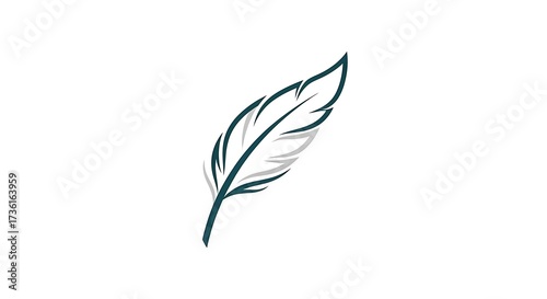 Simple elegant feather quill line art icon illustration.