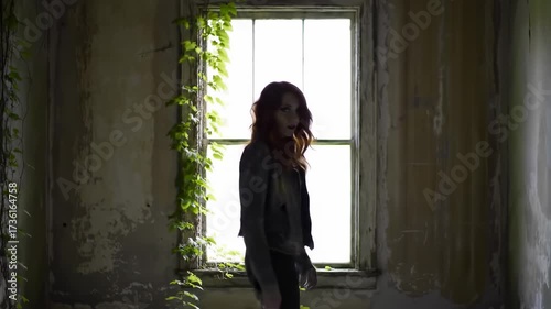Wallpaper Mural Woman Silhouetted in Ruined Room, Light Through Window Torontodigital.ca