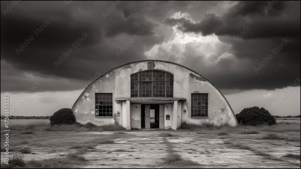 Fototapeta premium Big old hangar on the collective farm