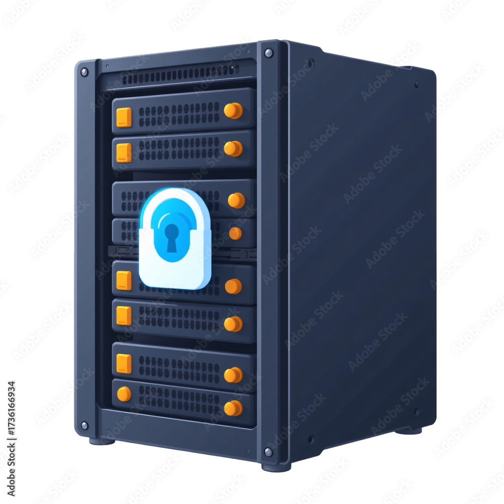 Fototapeta premium Server rack data security setup in modern office technology focused environment professional viewpoint
